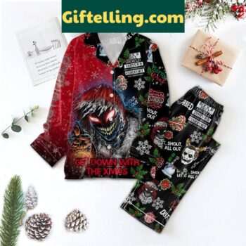 Disturbed Christmas Pajamas Set featuring a bold design and polyester material