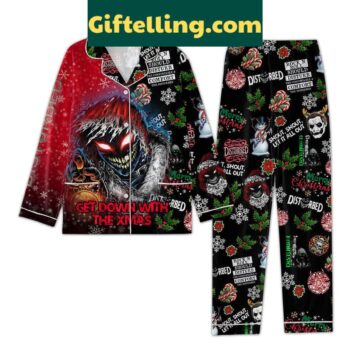 Disturbed Christmas Pajamas Set featuring a bold design and polyester material