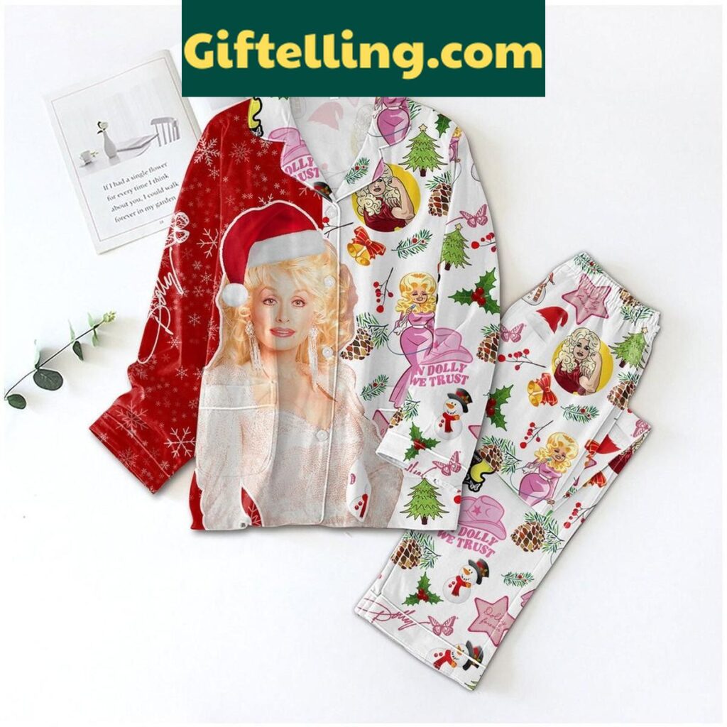 Dolly Parton In Dolly We Trust 2024 Christmas Polyester Pajamas Set