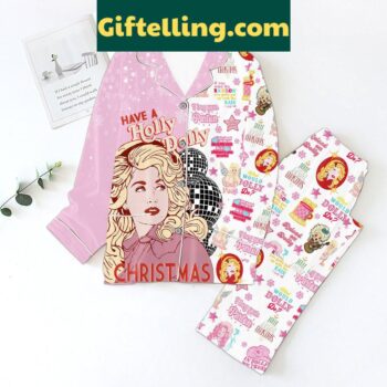 Dolly Parton Christmas Have A Holly Dolly Christmas Polyester Pajamas Set