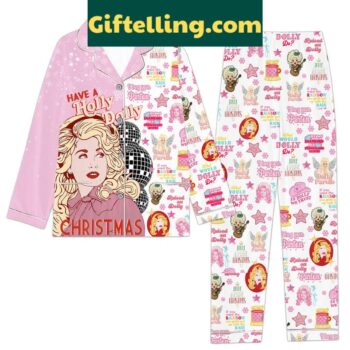 Dolly Parton Christmas Have A Holly Dolly Christmas Polyester Pajamas Set