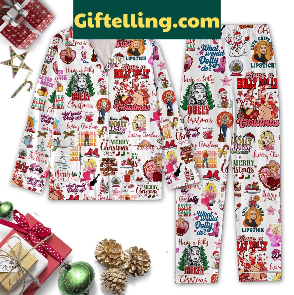 Dolly Parton Christmas Pajamas Set featuring What Would Dolly Do design