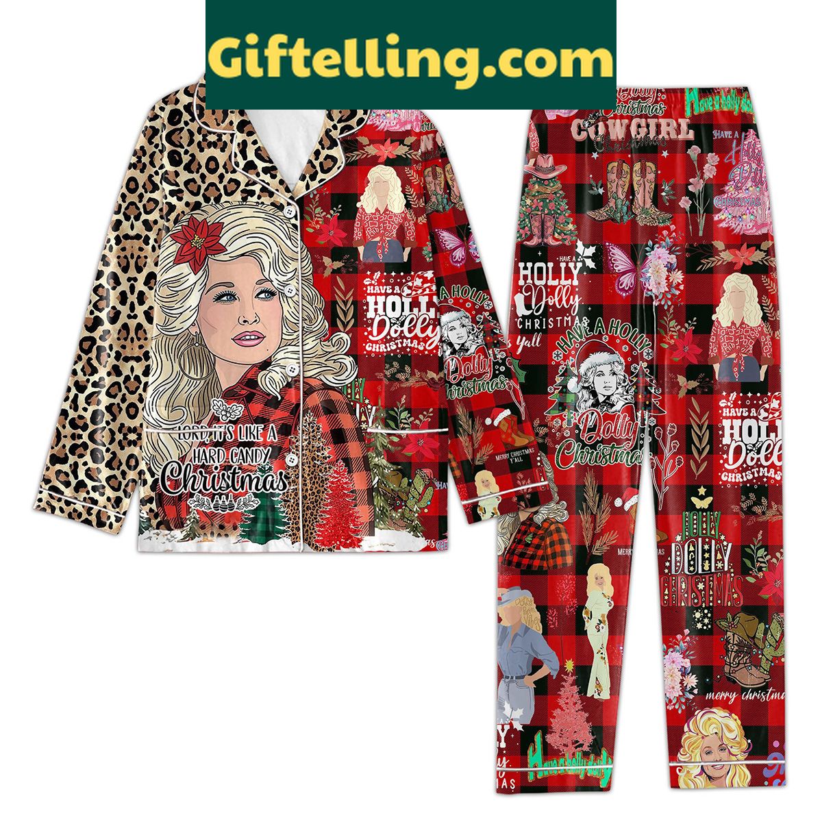 dolly-parton-its-like-a-hard-candy-christmas-pajamas-festive-holiday-set-2 Dolly Parton It's Like A Hard Candy Christmas Pajamas Set for Women