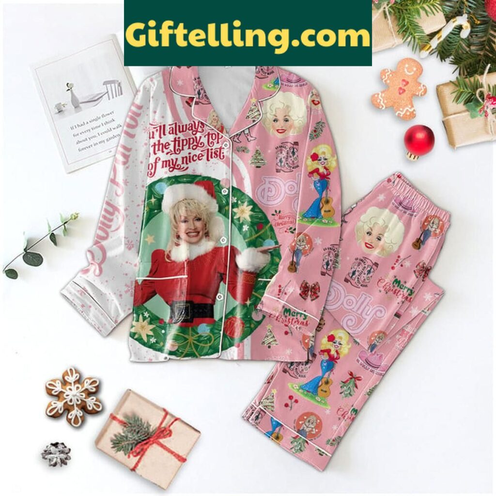 Dolly Parton Nice List Polyester Pajamas Set