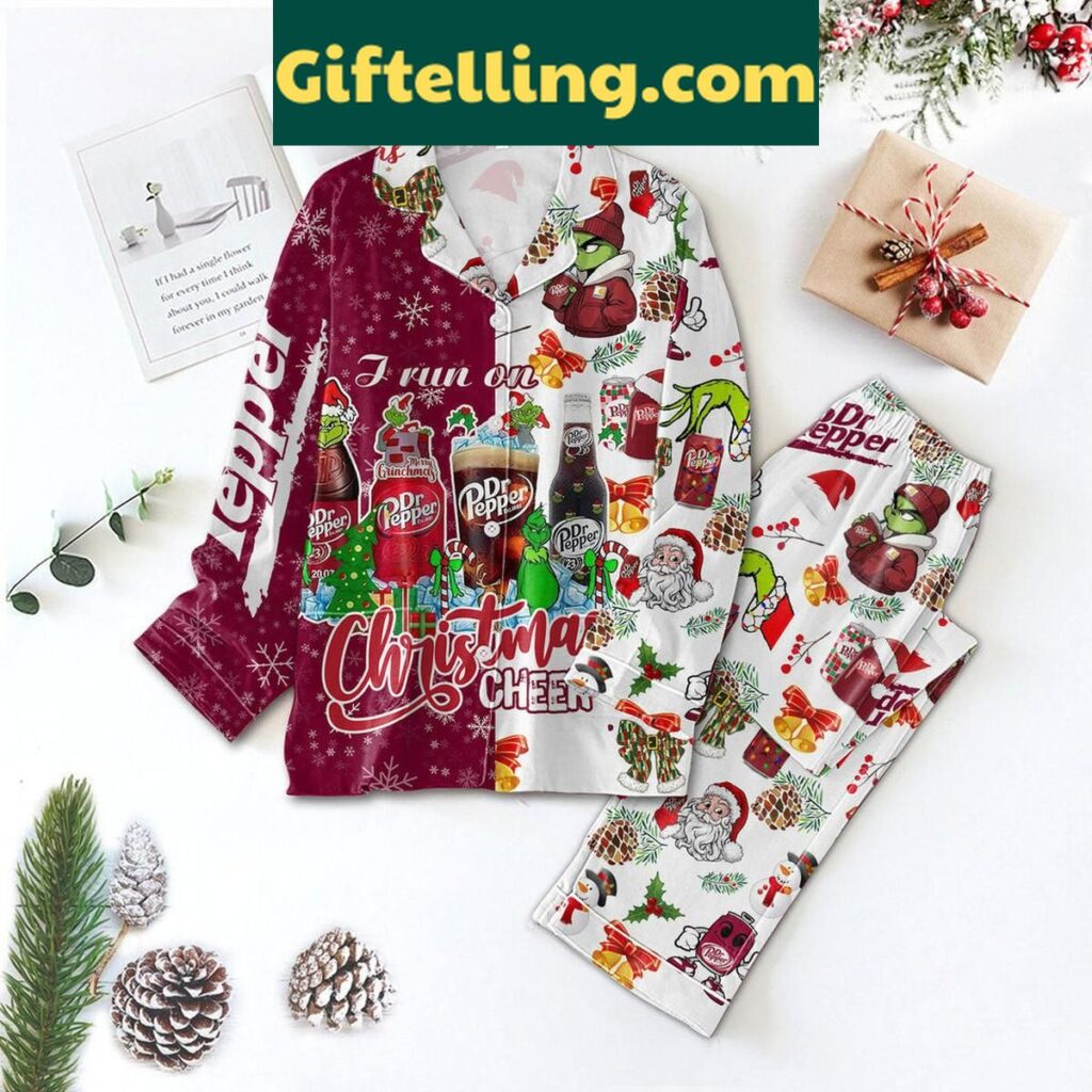 Dr. Pepper I Run On Christmas Cheer Polyester Pajamas Set