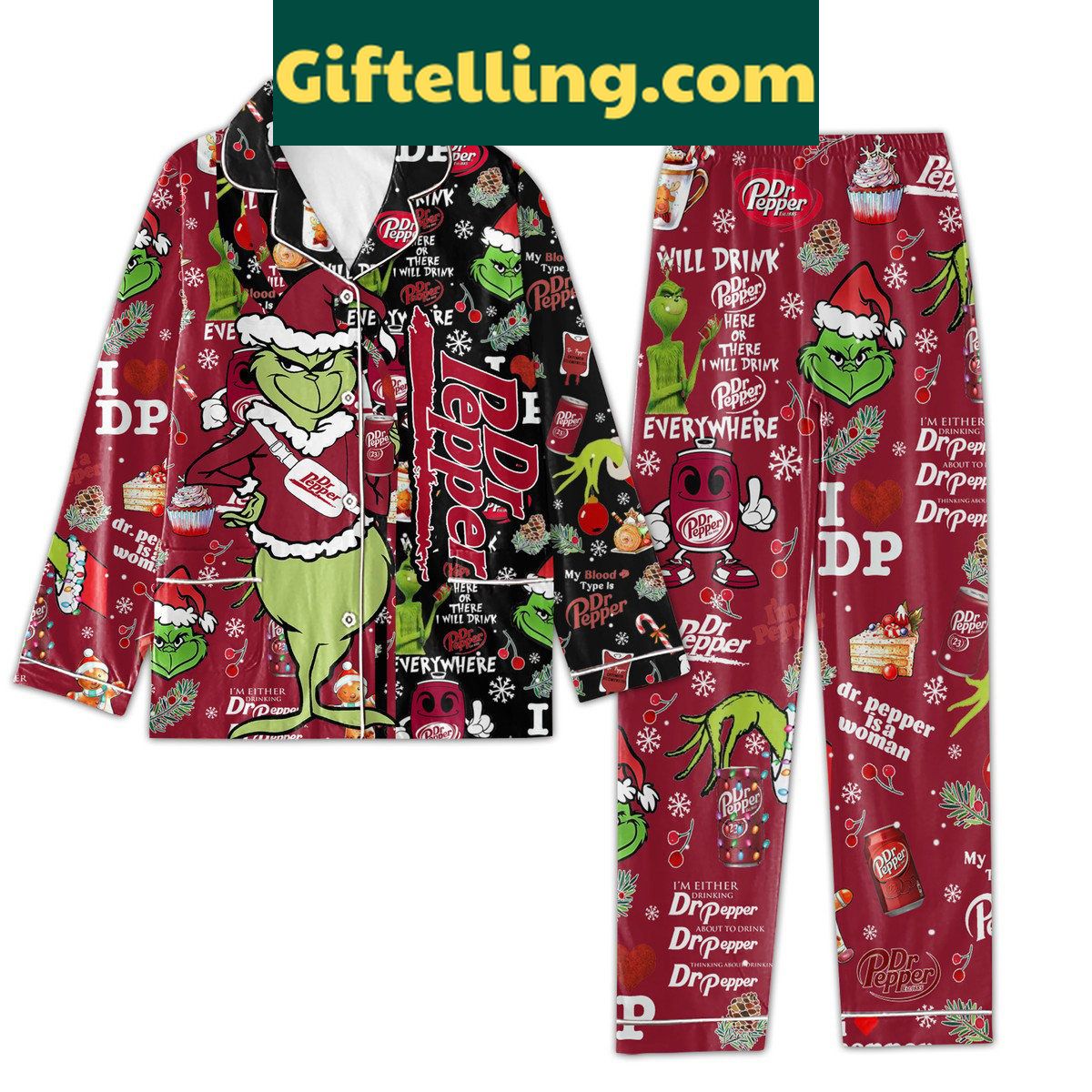 dr-pepper-pajamas-i-will-drink-everywhere-funny-gift-set-2 Dr Pepper I Will Drink Everywhere Pajamas Set