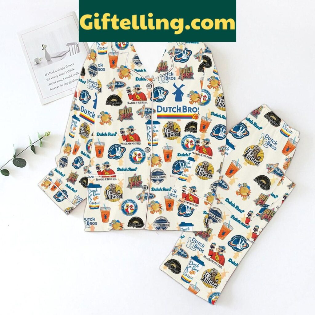 Dutch Bros It's All Good Celebrate Christmas Polyester Pajamas Set