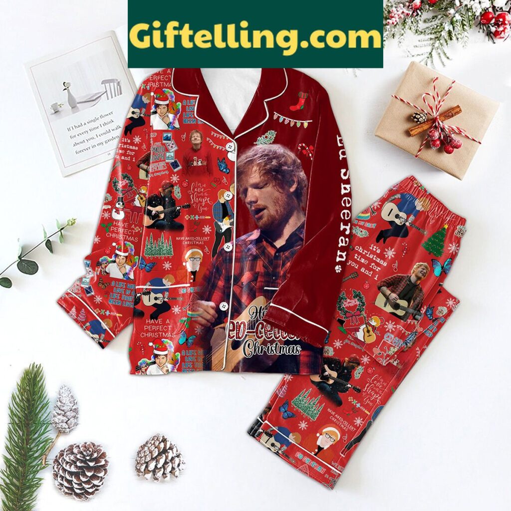 Ed Sheeran Christmas Pajamas Set, festive holiday pajamas with Ed Sheeran's name and design