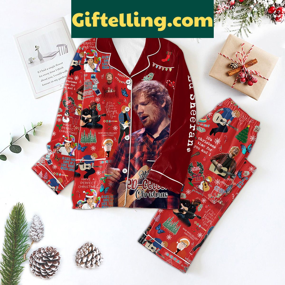 ed-sheeran-christmas-pajamas-set-cozy-up-to-an-ed-cellent-holiday-1 Ed Sheeran Christmas Pajamas Set, festive holiday pajamas with Ed Sheeran's name and design