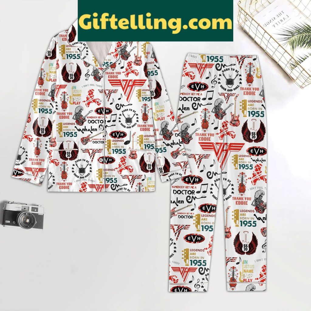 Eddie Van Halen Fan Polyester Pajamas Set, rockstar-inspired sleepwear for men and women