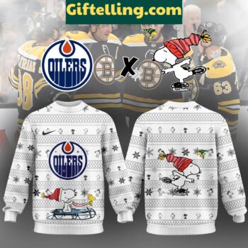 Edmonton Oilers Snoopy Ugly Sweater, NHL Christmas Gift