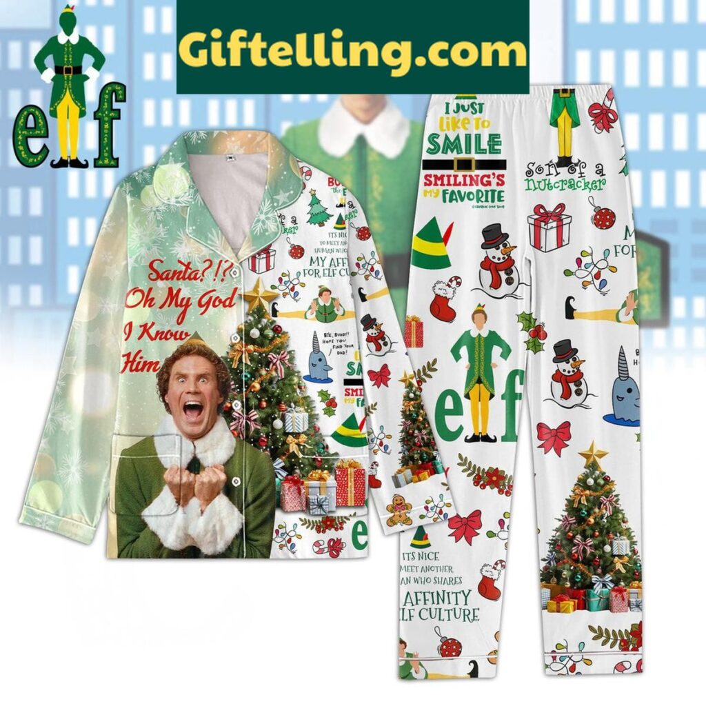 Elf Christmas Santa Polyester Pajamas Set