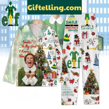 Elf Christmas Santa Polyester Pajamas Set