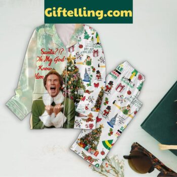 Elf Christmas Santa Polyester Pajamas Set