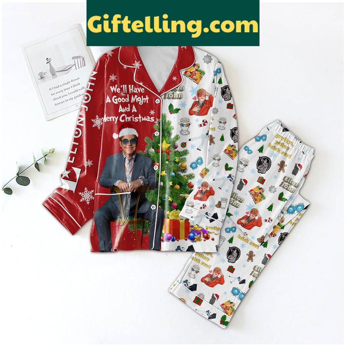 elton-john-2024-christmas-pajamas-set-well-have-a-good-night-1 Elton John Christmas Polyester Pajamas Set