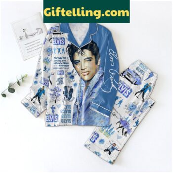 Elvis Presley Always Elvis pajamas set featuring a colorful graphic of the music legend and the phrase Can't Help Falling In Love