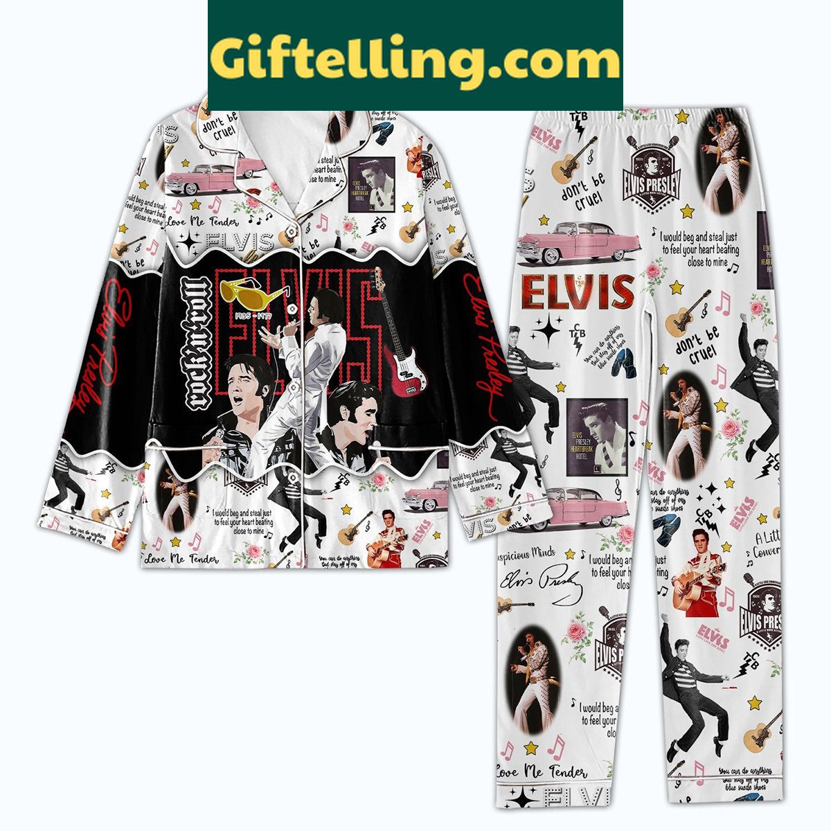 elvis-presley-dont-be-cruel-polyester-pajamas-set-for-fans-1 Elvis Presley Don't Be Cruel Polyester Pajamas Set for Men and Women