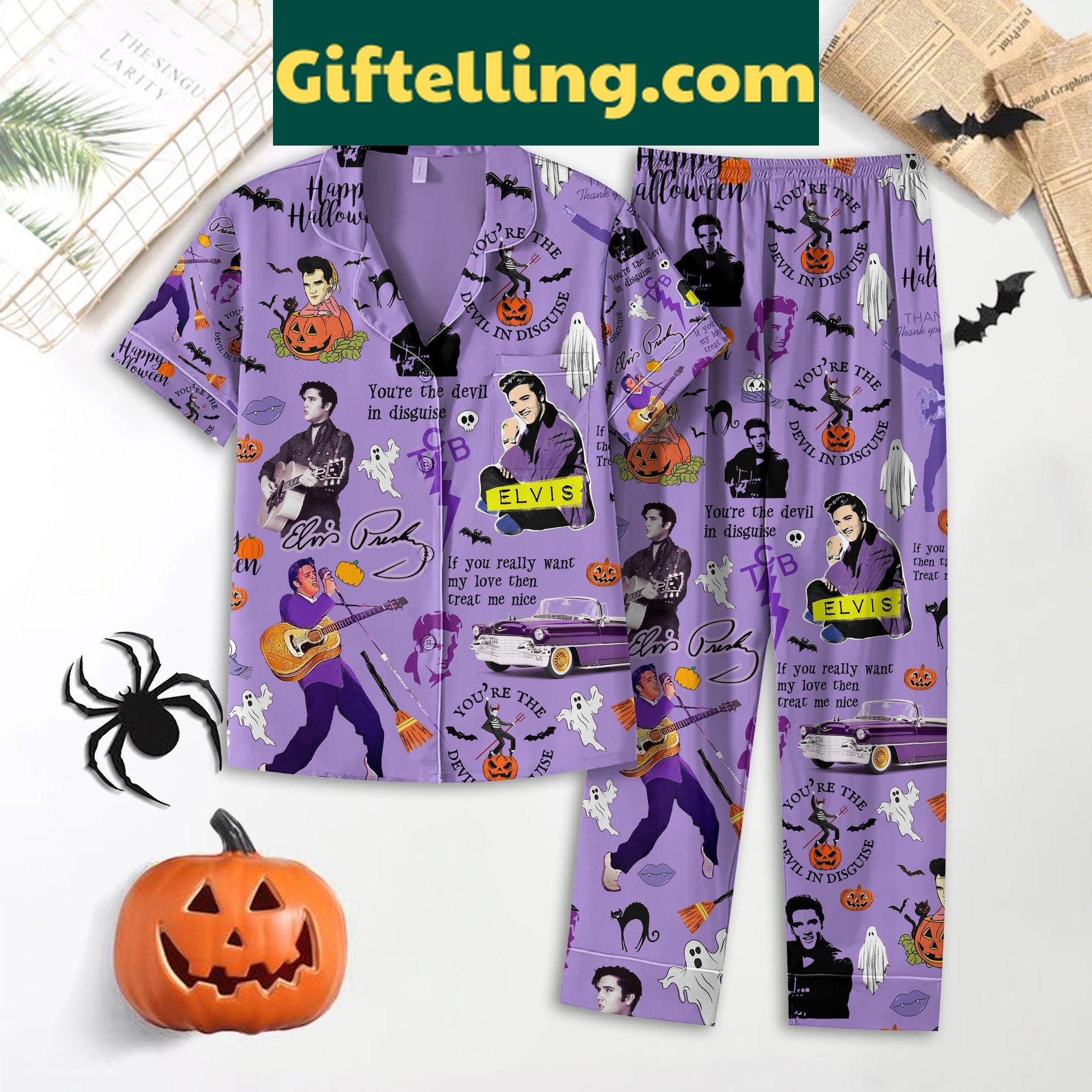 elvis-presley-halloween-pajamas-set-youre-the-devil-in-disguise-1 Elvis Presley You're The Devil In Disguise Happy Halloween Pajamas Set