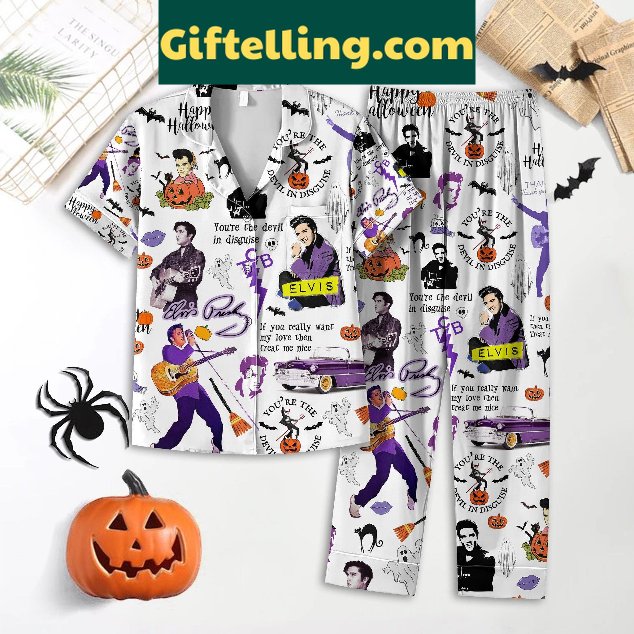 elvis-presley-happy-halloween-trick-or-treat-pajamas-set-unique-gift-1 Elvis Presley Halloween Trick or Treat Pajamas Set for women and men