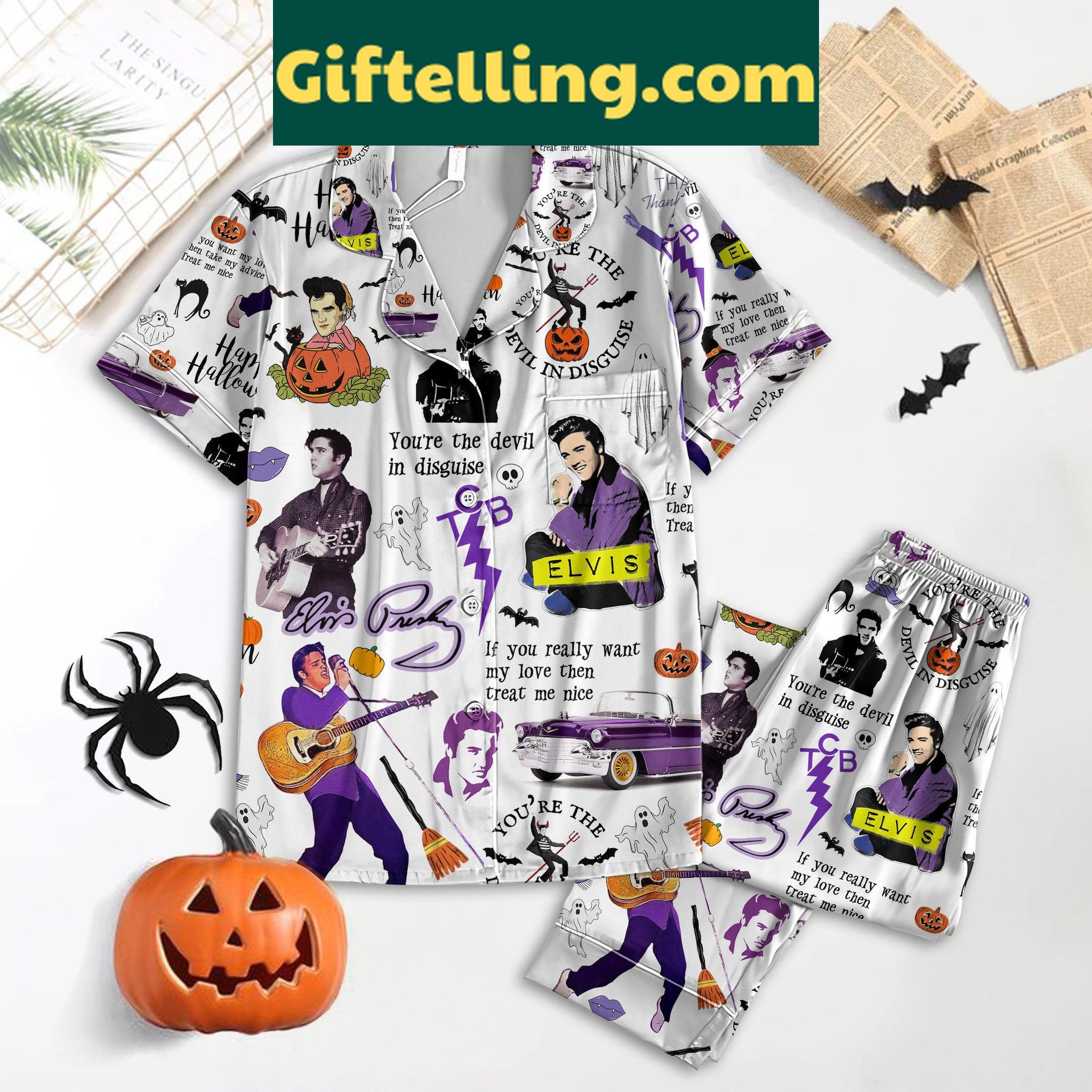 elvis-presley-happy-halloween-trick-or-treat-pajamas-set-unique-gift-2 Elvis Presley Halloween Trick or Treat Pajamas Set for women and men