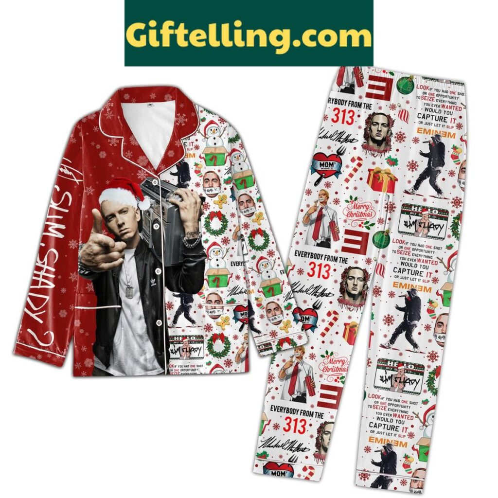 Eminem Merry Christmas B-Rabbit Slim Shady Polyester Pajamas Set