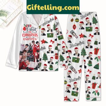Enhypen Is Everything I Want For Christmas 2024 Polyester Pajamas Set on a model