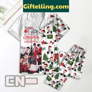Enhypen Is Everything I Want For Christmas 2024 Polyester Pajamas Set on a model