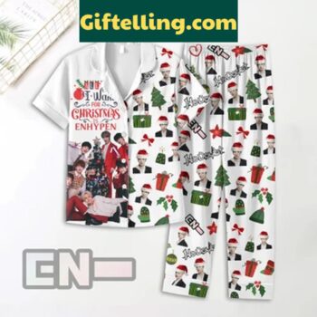 Enhypen Is Everything I Want For Christmas 2024 Polyester Pajamas Set on a model