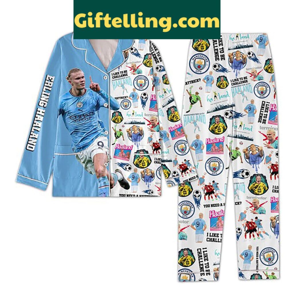 Erling Haaland Manchester City Soccer Polyester Pajamas Set