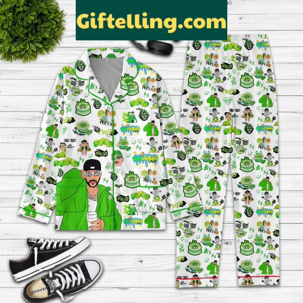 Feid Frexxo Green Love Fan Polyester Pajamas Set - Polyester Pajamas for Women