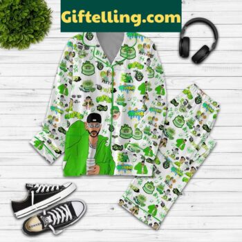 Feid Frexxo Green Love Fan Polyester Pajamas Set - Polyester Pajamas for Women