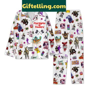 Five Nights At Freddy's Christmas Silk Pajamas Set with Bonnie Bowl Afton Robotics design