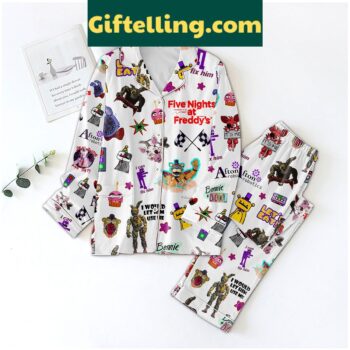 Five Nights At Freddy's Christmas Silk Pajamas Set with Bonnie Bowl Afton Robotics design