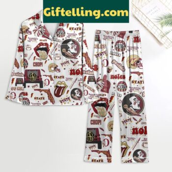 Florida State Seminoles Go Noles Polyester Pajamas Set White