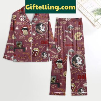 Florida State Seminoles red polyester pajamas set with Go Noles design