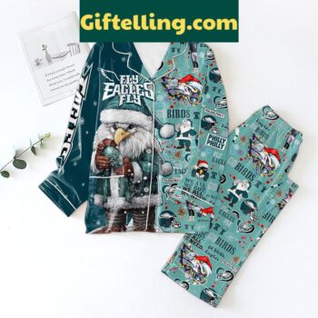 Fly Eagles Fly Go Birds Pajamas Set - Philadelphia Eagles NFL Team Sleepwear