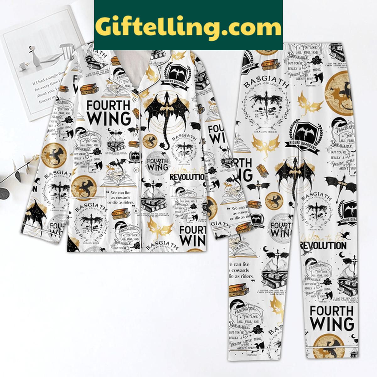Fourth Wing Revolution Fly Or Die Polyester Pajamas Set Fourth Wing Revolution Fly Or Die Polyester Pajamas Set
