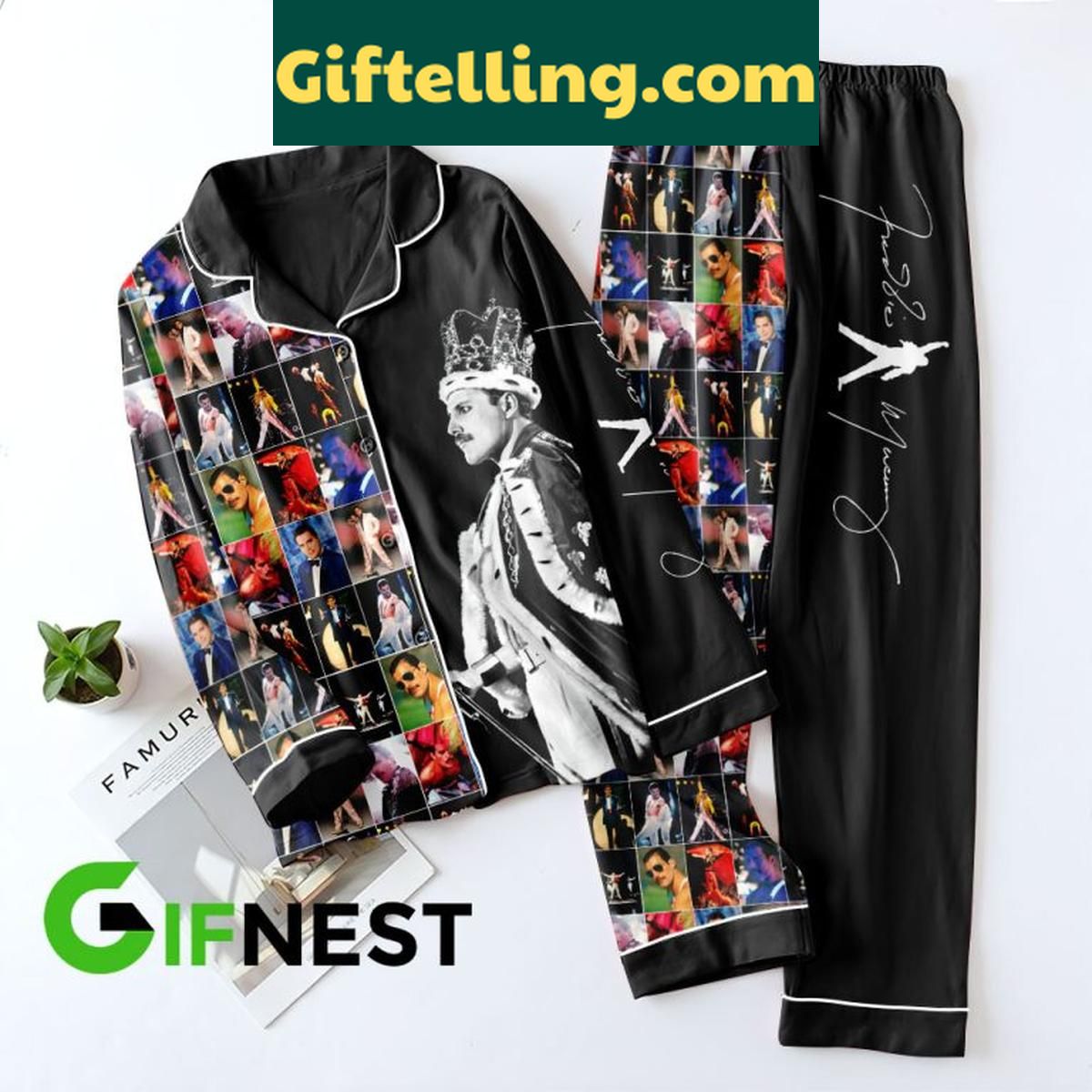 Queen Freddie Mercury The King Christmas Polyester Pajamas Set Queen Freddie Mercury The King Christmas Polyester Pajamas Set