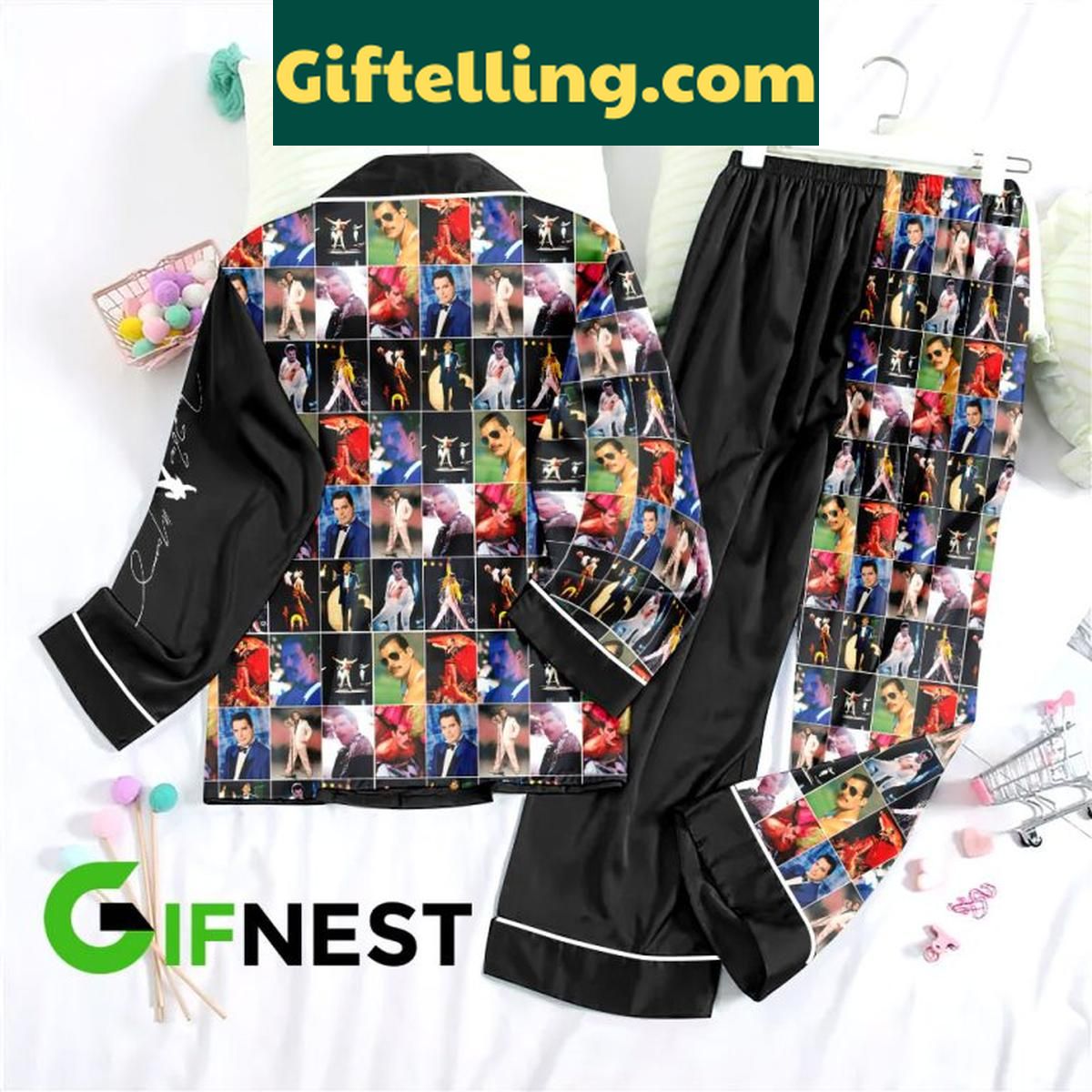 Queen Freddie Mercury The King Christmas Polyester Pajamas Set Queen Freddie Mercury The King Christmas Polyester Pajamas Set