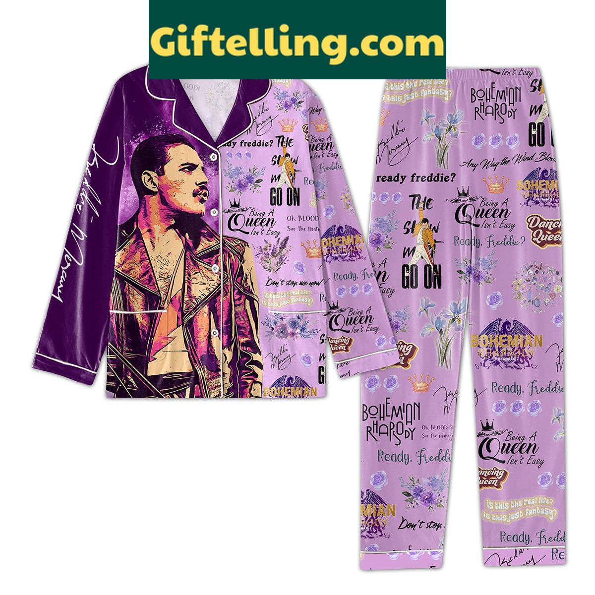 freddie-mercury-queen-pajamas-set-for-music-lovers-1 Freddie Mercury Queen Pajamas Set with Being A Queen Isn't Easy design