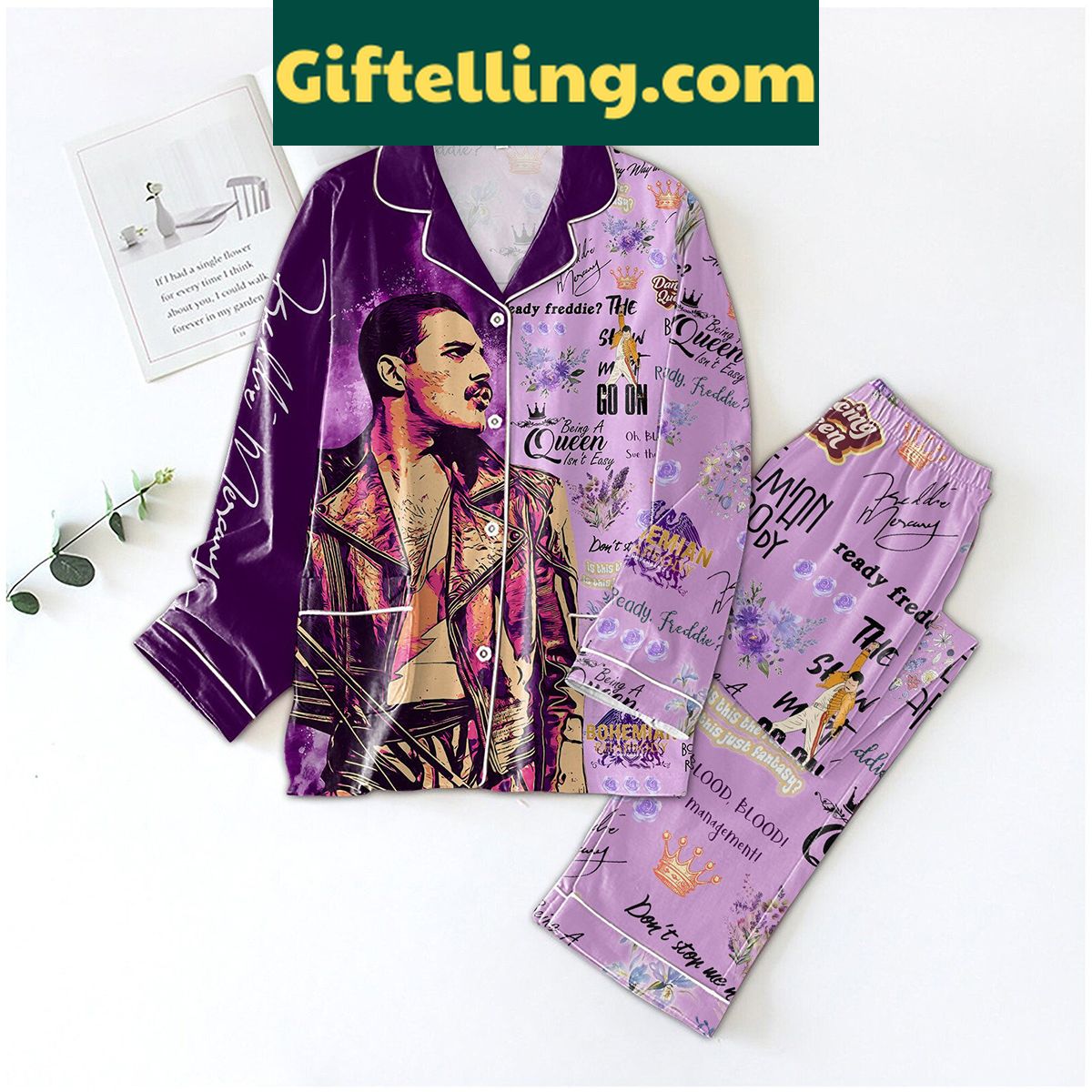 freddie-mercury-queen-pajamas-set-for-music-lovers-2 Freddie Mercury Queen Pajamas Set with Being A Queen Isn't Easy design