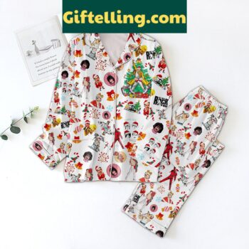 Freddie Mercury We Will Rock You Pajamas Set with bold lyrics design