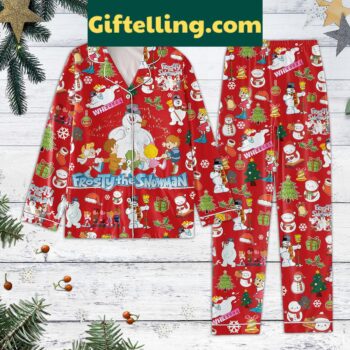 Frosty The Snowman Merry Christmas Pajamas Set, holiday-themed pajamas with a snowman design