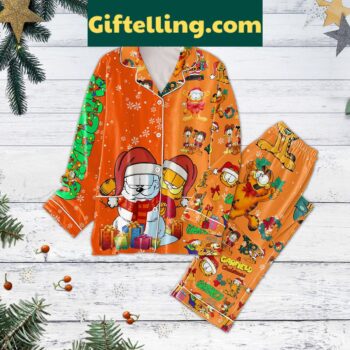 Garfield Christmas Pajamas Set for product image showing design and team colors