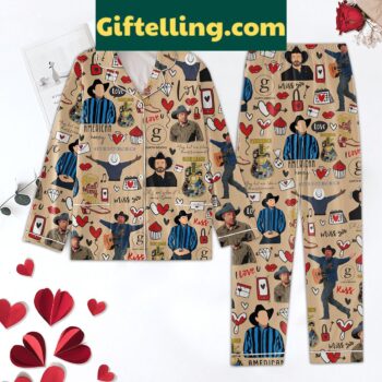 Garth Brooks Miss You Valentine Polyester Pajamas Set, featuring country music-inspired design
