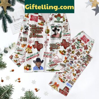 George Strait Blame It On My Roots Christmas Polyester Pajamas Set