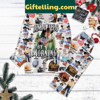 George Strait Cowboys Christmas Polyester Pajamas Set for Men on a model