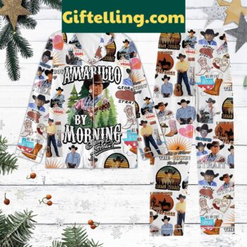 George Strait Cowboys Christmas Polyester Pajamas Set for Men on a model