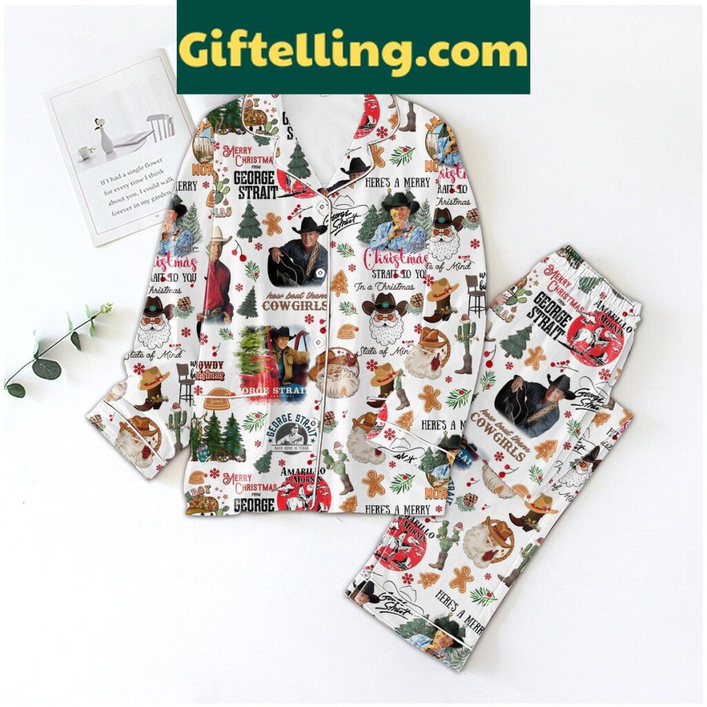 George Strait In A Christmas State Of Mind Pajamas Set, featuring a festive holiday design