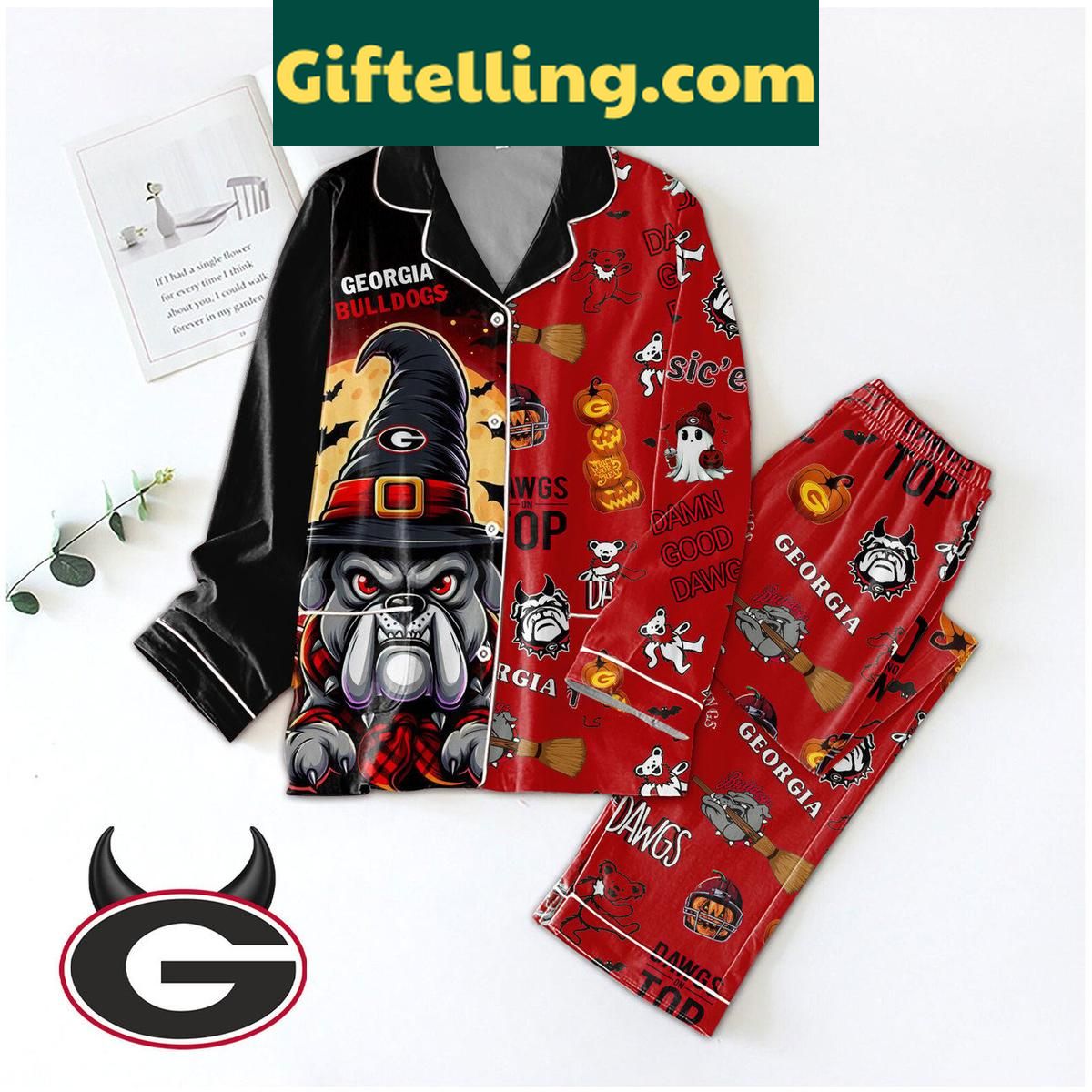 Georgia Bulldogs Dawgs Top Go Dawgs Halloween Polyester Pajamas Set Georgia Bulldogs Dawgs Top Go Dawgs Halloween Polyester Pajamas Set
